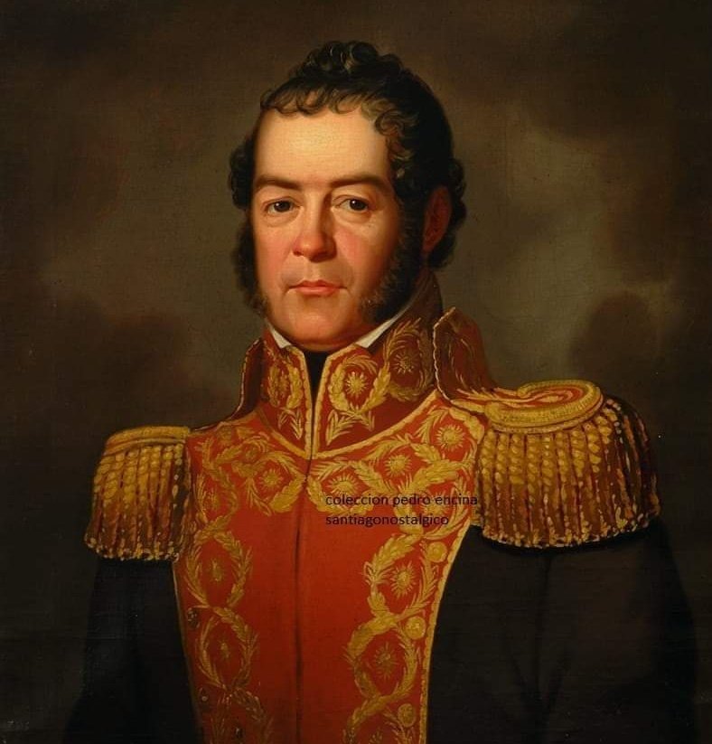 Bernardo O'Higgins a los 54 años. El último óleo conocido de O'Higgins pintado en vida, en su exilio en #Perú. Del pintor austríaco Francis Martin Drexel, desarrollado en 1832 y luce el uniforme de Gran Mariscal del Perú. Fuente: Santiago Nostálgico flickr.com/photos/stgonos……