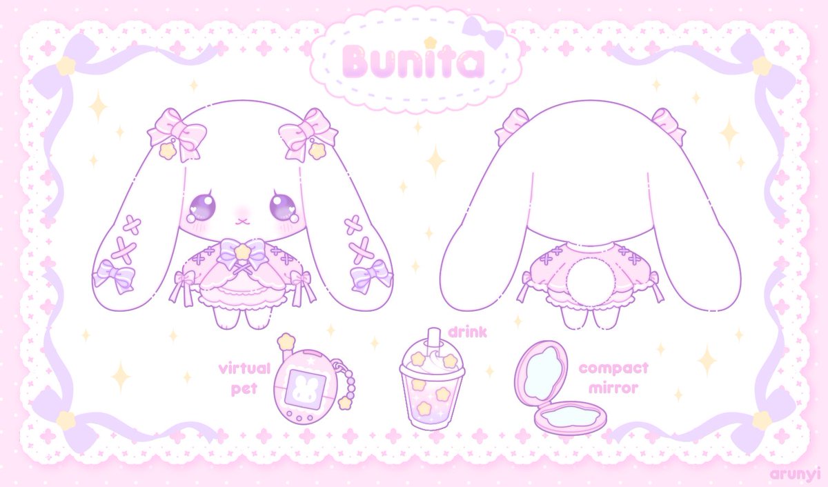 !! I’d like everyone to meet my mascot Bunita :3 i found her inside an asteroid that crashed on earth and now she’s my daughter 🫡💕she’s a crybaby with a big heart, and she’d love to be your friend too :3

(Art and design by <a href="/arunyi_/">꒰ა arunyi ໒꒱ 「on vgen」</a> !!)