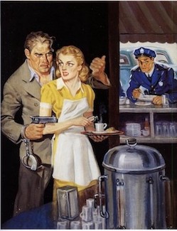 caldmurchfield's tweet photo. Harry's escape plan was #Thwarted because the beat cop was having lunch at the time, and could see everything he was doing in the mirror behind the counter. https://t.co/Yws3NzYjTL
