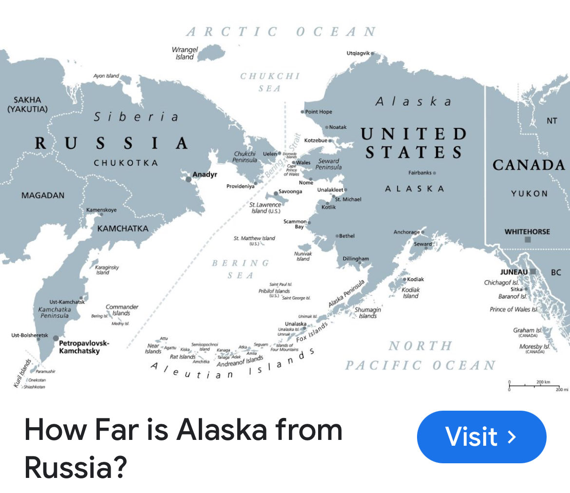 CryptoTradingA7's tweet photo. @greg16676935420 The closest distance between mainland Russia and mainland Alaska across the Bering Strait is approximately 55 miles. https://t.co/4Lg8EDJDT6