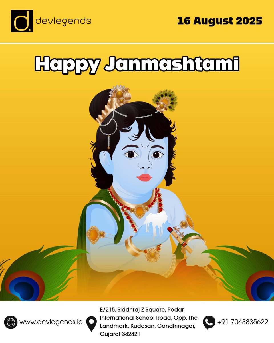 devlegendstech's tweet image. Happy Janmashtami to everyone celebrating the divine birth of Lord Krishna! 🦚🎉

#Janmashtami #KrishnaJanmashtami #HappyJanmashtami #LordKrishna #DahiHandi #IndianFestival #HinduFestival #KrishnaBhakti #GujaratCelebrations #DivineBlessings #DevLegends