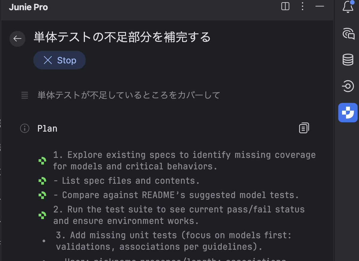 muscle_coding's tweet image. JetBrains 系 IDE でも Junie で GPT-5 使えるのね💡
1~2年ぐらい前?生成 AI が流行り出した頃
RubyMine 使ってたときは GitHub Copilot をプラグインでなんとか使えてたぐらいだったのに、今では自前の AI エージェントまで持って...
ちょっと感動しちゃう
#RubyMine