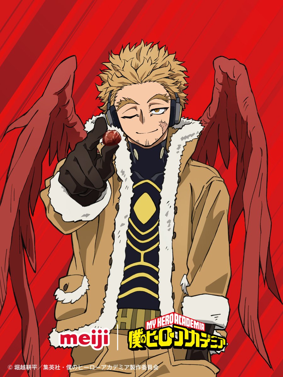 💥毎月16日はヒーローデー💥
次はプロヒーロー・ホークス🪶
ヒーローコスチュームバージョン💨
彼の手にはマカダミアチョコレートが…！
表情にもご注目…👀