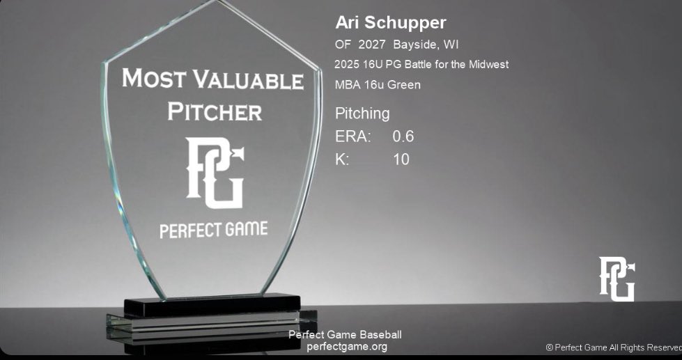 Honored to be selected to the <a href="/IowaPG/">Perfect Game Iowa</a> All Tournament Team and named the MV-Pitcher award for the Battle of Midwest

<a href="/UBAuncommitted/">Uncommitted Baseball Athletes</a> <a href="/PG_WiscMinn/">PG Wisconsin and Minnesota</a> <a href="/PG_Uncommitted/">PG_Uncommitted</a> <a href="/PrepBaseballWI/">Prep Baseball Wisconsin</a> <a href="/pbtscouting/">Prep Baseball Scouting</a> <a href="/krep27/">Chris Krepline</a> <a href="/VinnyRottino/">Vinny Rottino</a> <a href="/DJHessMBA/">DJ Hess</a> <a href="/MKEBaseball/">MKE Baseball Academy</a>