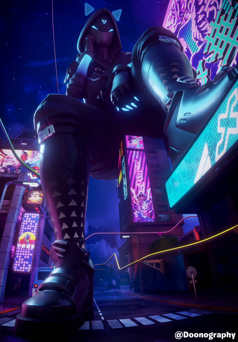 "Looming Over Mega City" NeuraLynx YCH, commissioned by <a href="/possmogus/">(ARCHIVE) magical maow 🏳️‍⚧️</a>