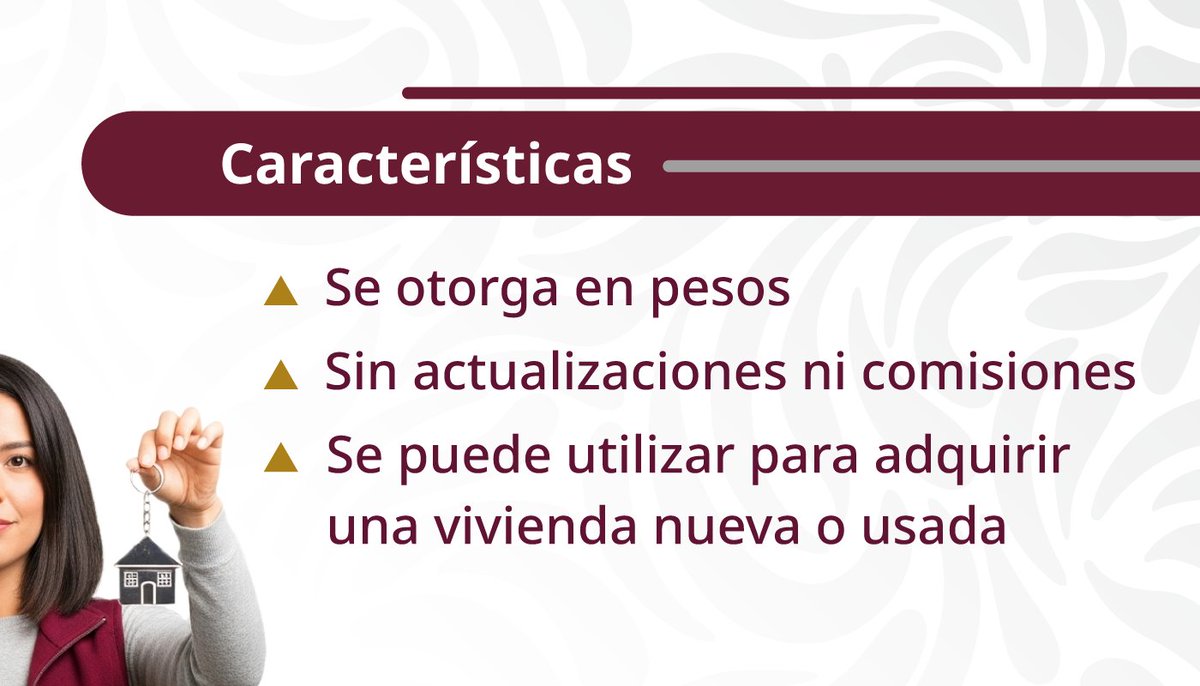 FOVISSSTEmx's tweet photo. ¿Buscas un crédito sencillo y sin comisiones?

✅ Se otorga en pesos
✅ Sin actualizaciones
✅ Para vivienda nueva o usada

Con #FovisssteParaTodos ¡tú eliges cómo construir tu patrimonio! https://t.co/8x5nJKx7Wr