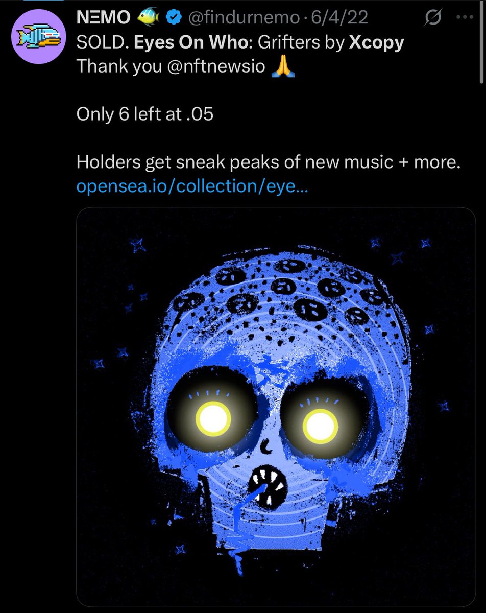 findurnemo's tweet photo. Eyes On Who: 2021 (Music NFTs) 
Grifter #336 @XCOPYART (cc0) 

image composited by hand w/ up to 30 blue layers. https://t.co/lCNRhmmBNC