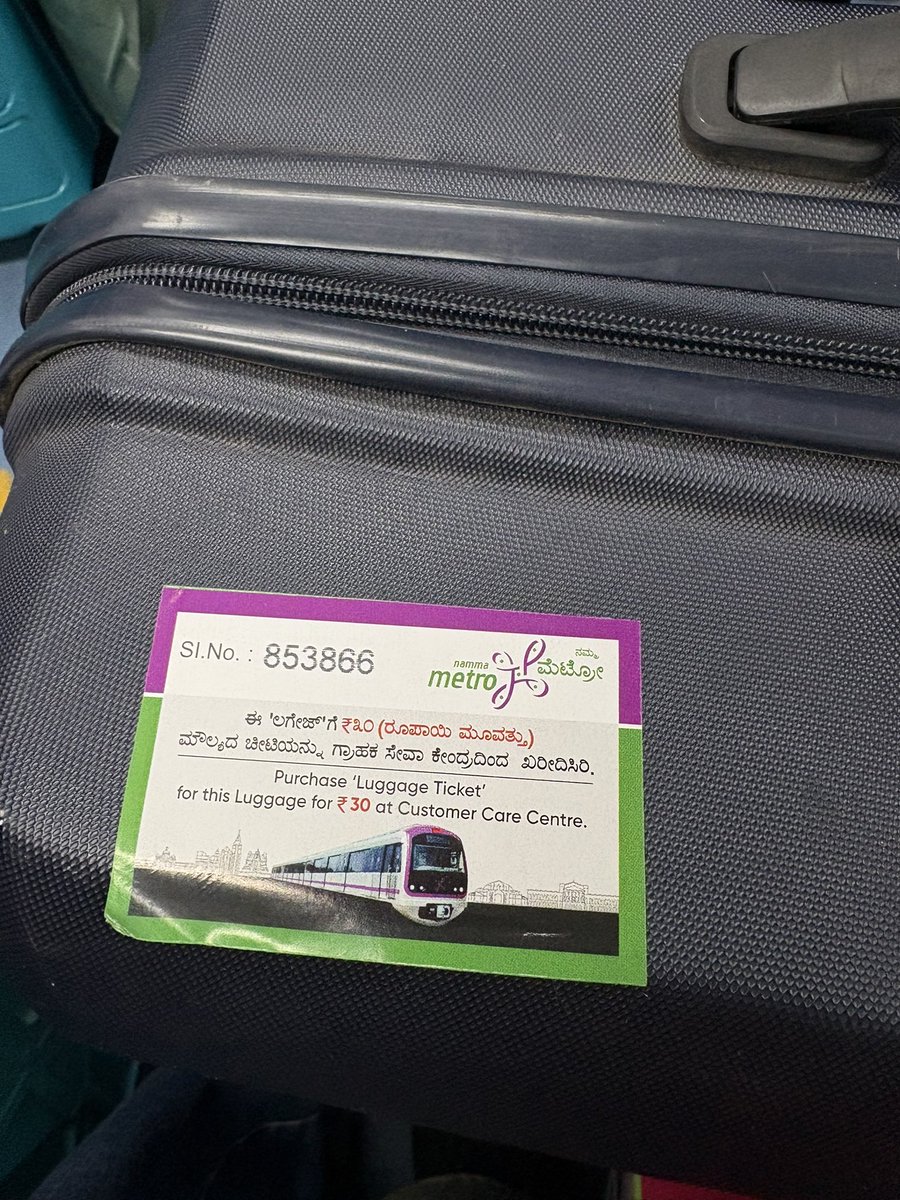 avinashchanchl's tweet image. I am absolutely stunned that I had to pay 30rs in the Bangalore metro for this bag. The Bangalore metro is already the most expensive in the country, and this just adds to the burden.
This is just another example of how the @OfficialBMRCL is excluding people from accessing metro.
