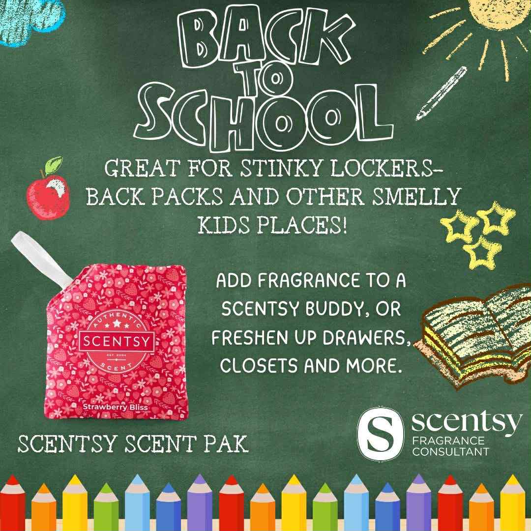 candybarr2009's tweet photo. 📚✏️ BACK TO SCHOOL FRESHNESS! ✏️📚

Say goodbye to stinky lockers, sweaty gym bags, and musty backpacks! 🎒✨
With the Scentsy Scent Pak, your kids’ school spaces stay fresh and inviting all day long.
🌸 Perfect for:
✔ Lockers
✔ Backpacks
✔ Drawers & Closets
✔ Scentsy Buddies for a cuddle with fragrance!

💖 Featured Scent: Strawberry Bliss 🍓 – a burst of sweetness your kids will love!
👉 Keep school days smelling just as bright as they feel.
Order your Scentsy Scent Pak today and make “back to school” a little fresher!
🔗 Shop here: https://t.co/616zu1fMzm