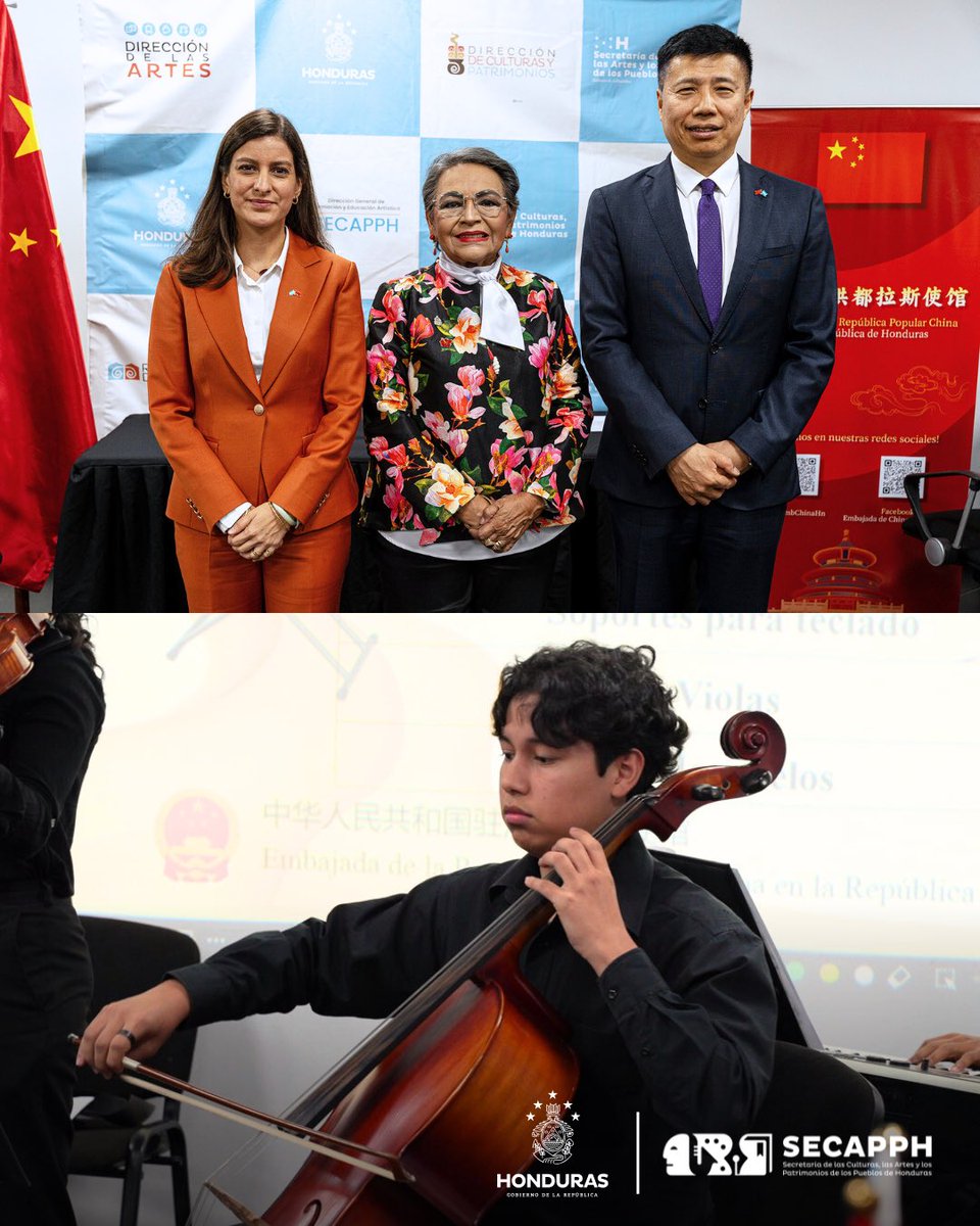 Minotahn's tweet image. 🎻🎹 𝐃𝐎𝐍𝐀𝐂𝐈𝐎́𝐍 𝐃𝐄 𝐈𝐍𝐒𝐓𝐑𝐔𝐌𝐄𝐍𝐓𝐎𝐒 𝐌𝐔𝐒𝐈𝐂𝐀𝐋𝐄𝐒 𝐃𝐄𝐒𝐃𝐄 𝐂𝐇𝐈𝐍𝐀 🇨🇳🤝🇭🇳

La #SECAPPH, recibió 84 instrumentos que beneficiarán al Conservatorio Nacional de Música “Francisco Díaz Zelaya” y a la Unidad de Música, fortaleciendo el arte y la cultura en…