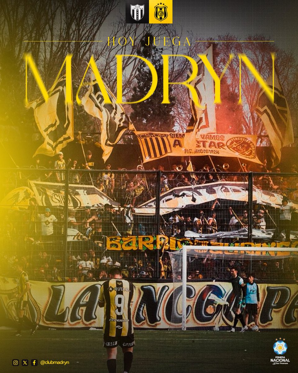 ClubMadryn's tweet photo. ¡𝗛𝗢𝗬 𝗝𝗨𝗘𝗚𝗔 𝗠𝗔𝗗𝗥𝗬𝗡! 💛🖤 https://t.co/Ehhs1L8Iki