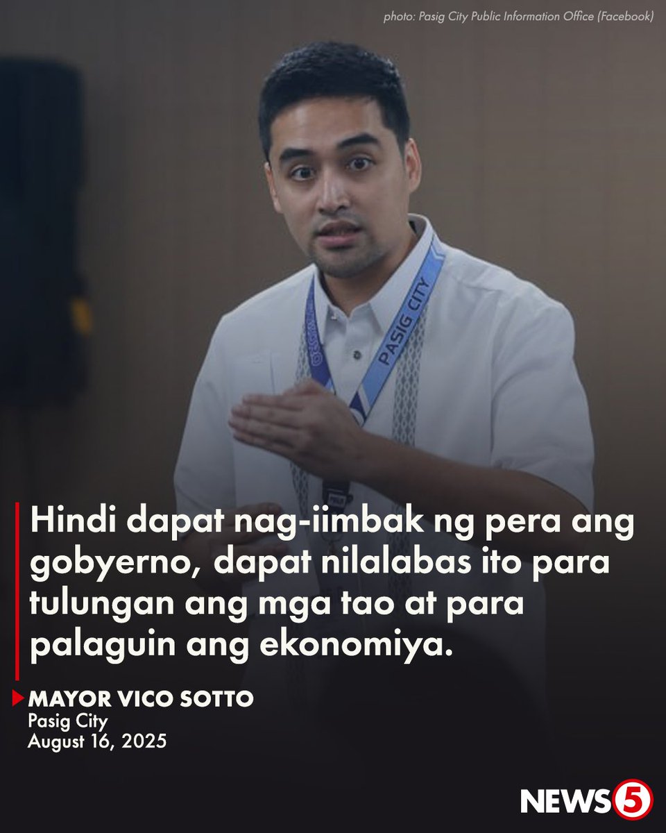 News5PH's tweet photo. 'GOV'T SURPLUS IS NOT AN ACCOMPLISHMENT'

Ito ang iginiit ni Pasig City Mayor Vico Sotto kasunod ng mga kumakalat na post sa social media na umano'y may P3 bilyong surplus o savings ang lungsod.

Sa isang Facebook post, nilinaw niyang hindi "accurate" ang ilang post hinggil dito at ipinaliwanag kung bakit may malaking ipon ang Pasig.

Ayon sa alkalde, isa sa mga dahilan kung bakit malaki ang natitipid ng Pasig dahil sa kampanya nito kontra korapsyon lalo na sa procurement.