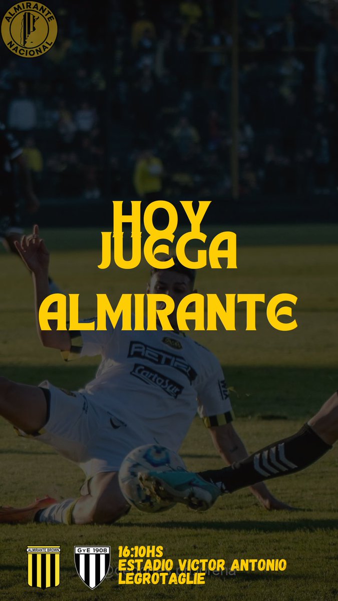 ⚽️ ¡Hoy juega Almirante!

🗓️ Fecha 27
🆚 Gimnasia (Mendoza)
⏱️ 16:10hs
🏟️ Estadio Víctor Antonio Legrotaglie
⚖️ Lucas Cavallero
📺 TyC Sports