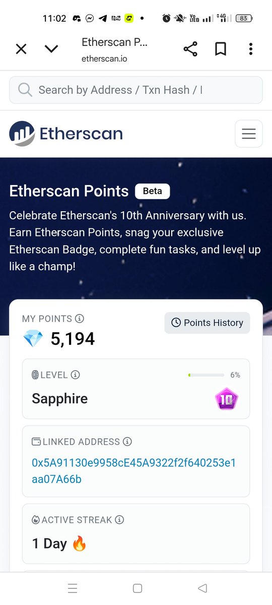 Amplefifth's tweet photo. #10YearsofEtherscan
Thank you @etherscan your the best. Happy 10 years and counting 🎉👏 https://t.co/w7VGqphCvQ