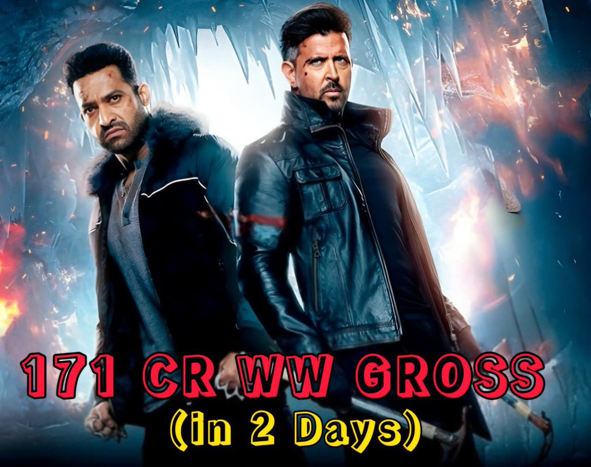 PanIndiaReview's tweet photo. #War2 is FLYING HIGH as it is all set to cross 240crs in 3 days &amp; it has already crossed 171 crs Worldwide Gross that too With PEAK NEGATIVITY 🔥🤯

Day 1 : 84crs 
Day 2 : 87crs (+/-5%)
Total : 171 crs+

#HrithikRoshan and #JrNTR Movie has been accepted by the neutrals audience!! https://t.co/deSUu1DEhv