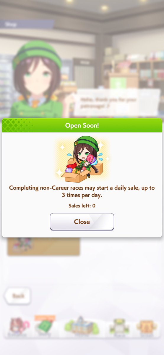SasquatchSenpai's tweet photo. Does it normally take 21 Team Trials and 3 Daily Races to get all 3 daily shops? Asking for my sanity. 

#umamusumeprettyderby https://t.co/I3nVv7M3TY
