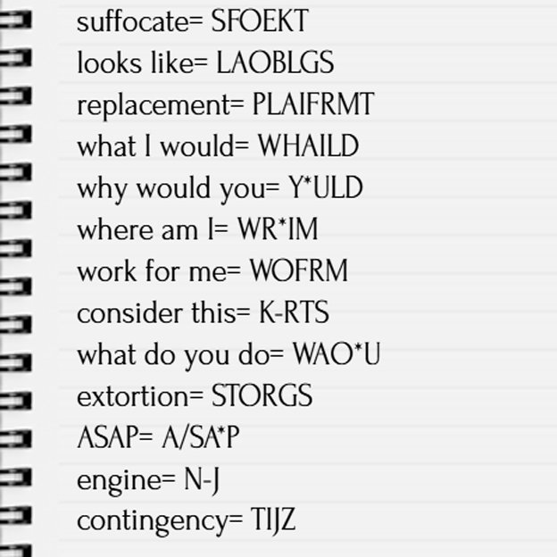 Briefs and Phrases From Ironheart Episode 1 #ILoveSteno #Steno #Captioning #CourtReporting #ironheart #marvel #StenoBriefs #StenoPhrases