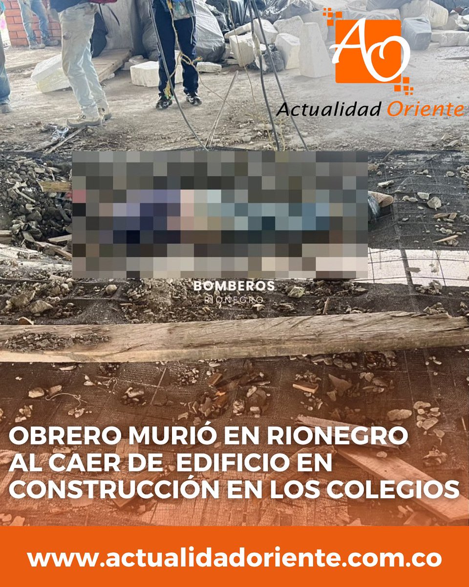 Se registró un accidente laboral en una edificación que está en construcción en el sector de Los Colegios, en el que un obrero cayó desde uno de los pisos superiores. El rescate fue hecho por <a href="/BomberoRionegro/">Bomberos Rionegro</a> y las autoridades judiciales iniciaron la respectiva investigación.