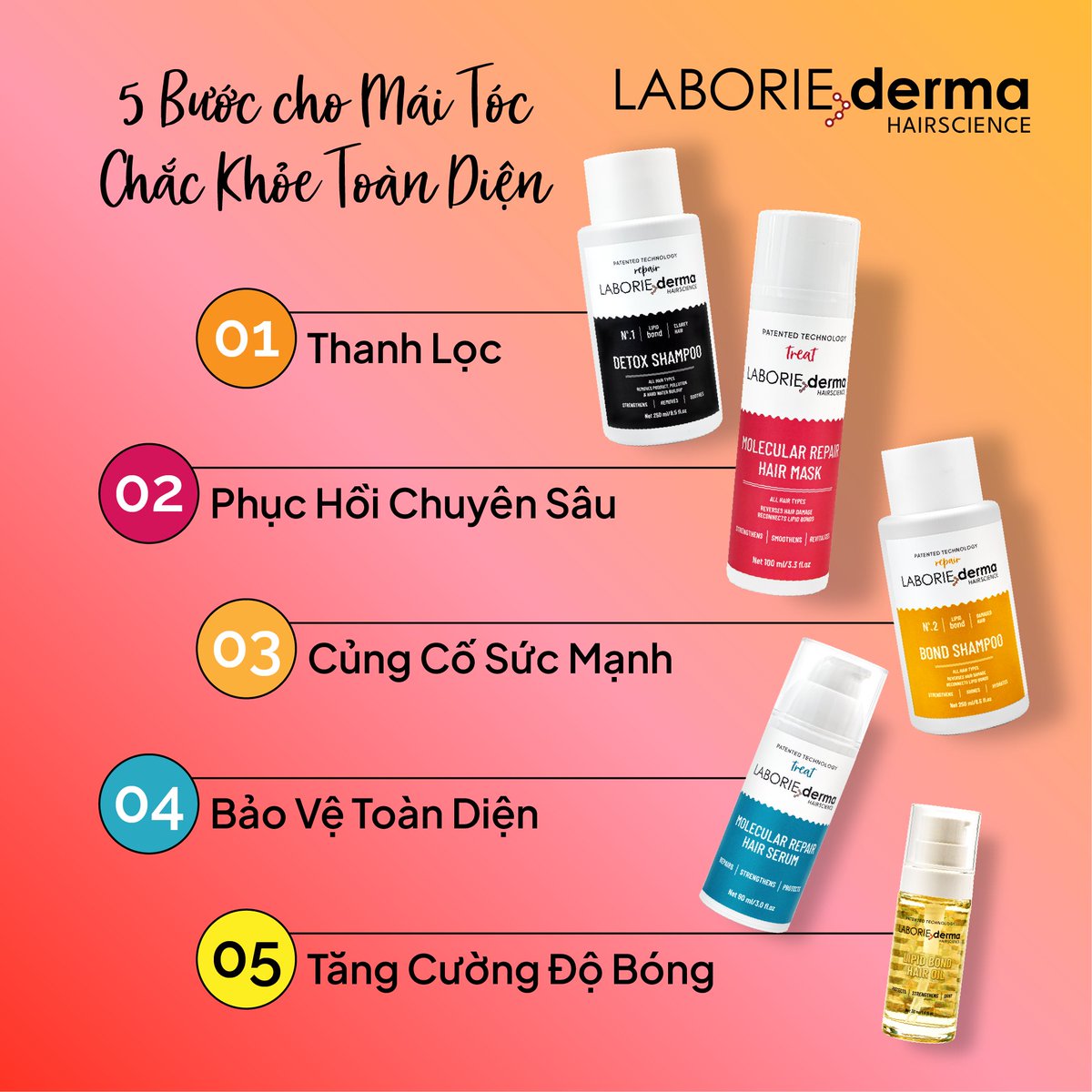 Laboriedermavn's tweet photo. Bạn đã sẵn sàng nâng tầm mái tóc?
Quy trình 5 bước - giải pháp toàn diện để sở hữu mái tóc chắc khỏe, mềm mượt. Đó là hành trình từ detox, phục hồi chuyên sâu, cho đến bảo vệ toàn diện &amp; tỏa sáng rực rỡ.

#LABORIEderma #LamSachVaPhucHoi #AnToanChoTocNhuom https://t.co/f0SP5Uy2oM