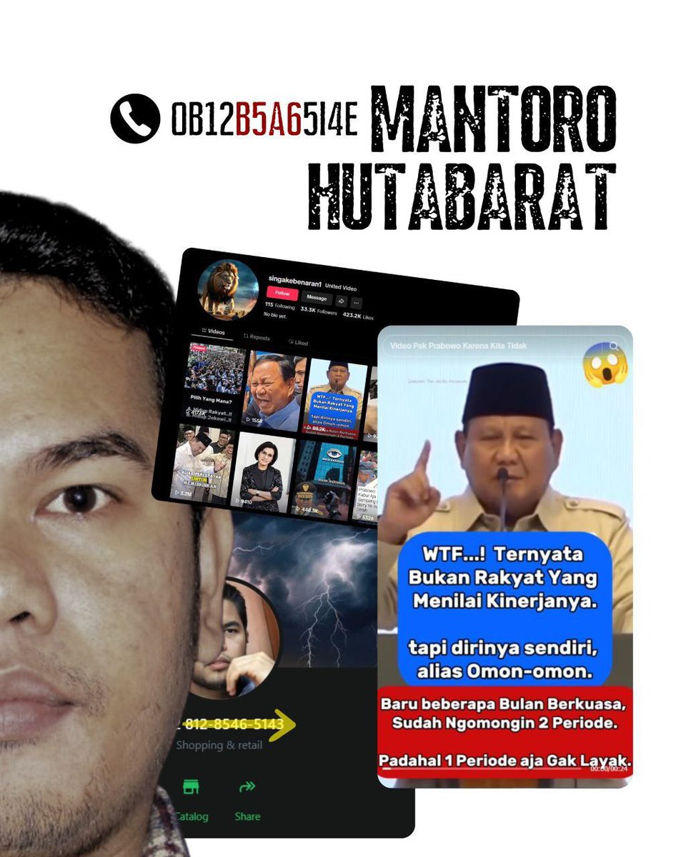 Media sosial adalah ruang kita bersama.
Namun, masih ada yang menggunakannya untuk menyebar ujaran kebencian &amp; fitnah.
Indonesia butuh ruang digital yang sehat, bukan arena kebencian.Tangkap Mantoro Hutabarat