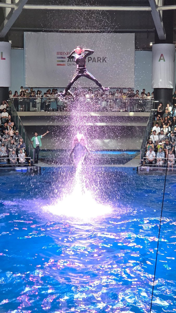 hiro_fkym's tweet image. 昨日は午後から妻と娘と品川に行きました☺
#品川プリンスホテル のレストラン #HAPUNA を17:30に予約していたので、その前に #アクアパーク品川 へ。
人が多かったですが、イルカショーは良い席で見れました😄