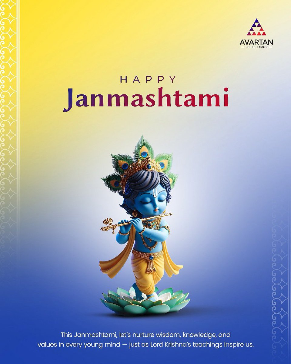Avartaned's tweet photo. May the wisdom of Lord Krishna inspire young minds to learn, grow, and lead with kindness. Wishing you a joyful Krishna Janmashtami!

 #krishnajanmashtami #janmashtamiwishes #lordkrishna #youngminds #wisdomandknowledge #learningjourney #schoollife #educationmatters https://t.co/TGSAhqzMPb