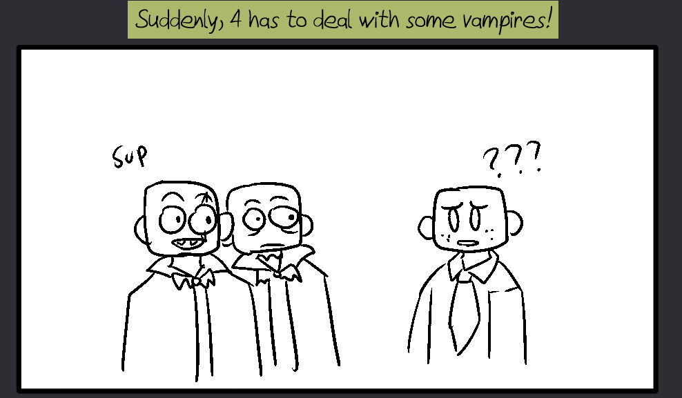 rampantburnt's tweet photo. Idk if I ever posted this but this was a call back to an old Halloween thing I drew with the START crew ages ago. Still funny.

#STARTOFFGame #offgame #elsenoc https://t.co/4sCEmM9NFk