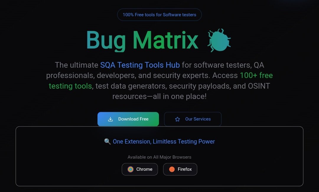 fagun018's tweet image. đĄ āĻŦāĻžāĻ āĻā§āĻāĻāϤ⧠āĻĢā§āĻāĻžāϏ āĻāϰā§āύ, āĻā§āϞ āĻā§āĻāĻāϤ⧠āύāϝāĻŧāĨ¤
đ āϏā§āĻ āϏāĻŽāϏā§āϝāĻžāϰ āϏāĻŽāĻžāϧāĻžāύ đ  Bug Matrix â SQA Testing Tools Hub đ
â
 āϏāĻŦ āĻā§āϏā§āĻāĻŋāĻ āĻā§āϞ āĻāĻ āĻāĻžāϝāĻŧāĻāĻžāϝāĻŧ
â
 āĻāĻ āĻā§āϞāĻŋāĻā§ āĻ
ā§āϝāĻžāĻā§āϏā§āϏ
â
 Bookmark, āϏā§āĻĒā§āϰā§āĻĄāĻļāĻŋāĻ āĻŦāĻž āύā§āĻā§āϰ āĻāĻžāĻŽā§āϞāĻž āύā§āĻ
đ Install Bug Matrix Free: chromewebstore.google.com/detail/bug-matâĻ
#SQA #BugMatrix #QA