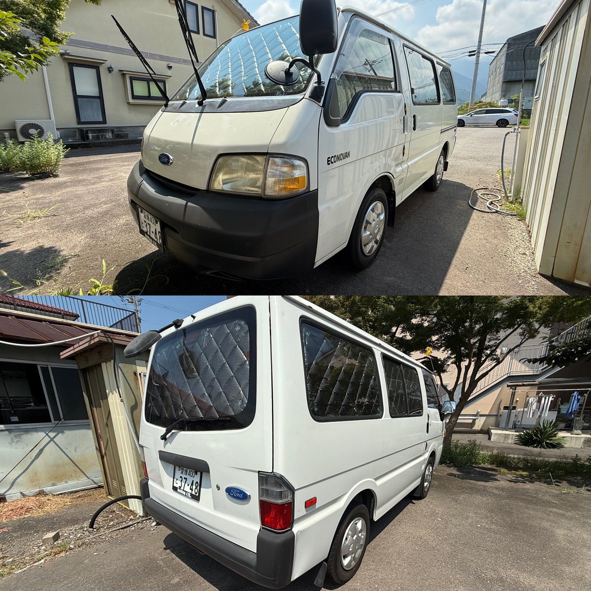 hodmjam's tweet photo. 売ります。愛媛県より
三菱デリカバン(sk82v)1.8 AT
6人乗り(リアシート撤去。書類未変更)
初度登録　平成13年4月
走行距離　約118500km
車検有効期限　令和7年9月23日
116700km時にタイベル&amp;ウォーポン交換済

ミラー型ドラレコ、ルーフキャリア、社外ハンドル、前後マルチシェード

総額25万円より https://t.co/aY1Fwazqf8
