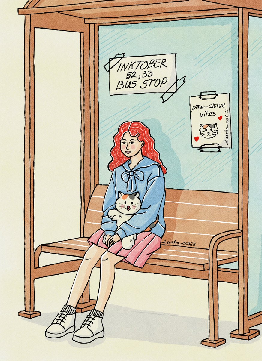 lily’s rocking her new wavy hair 🔥💥 just waiting for the bus to head to the park with mimi 😚😻 #art #artmoots #artcommunity #萌系插画 #可爱艺术 #カワイイアート #猫イラスト #女の子イラスト 

莉莉换了发型，卷发～ 在等公交，打算和咪咪去公园溜达。😍😻🩷🩷