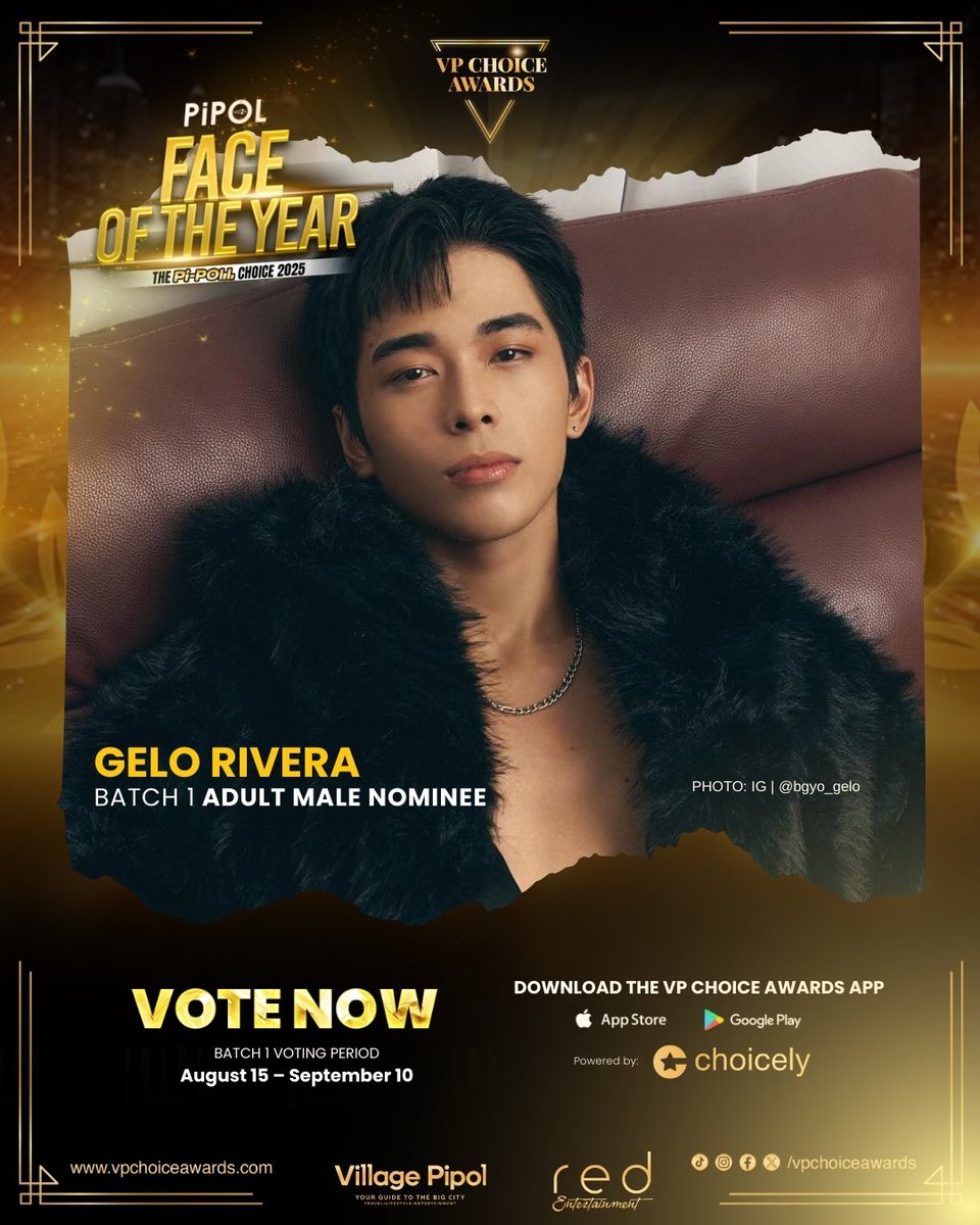 ACEs and Gelo Stans:
We will participate in the nomination of the VP Choice Awards for #PIPOLFaceOf2025 Adult Category. We will nominate #BGYO_Gelo daily so he can become among the 20 Finalists.

VOTING MECHANICS: 4 Ways
1. VPCA Website
Fill out the nomination form 
Nomination