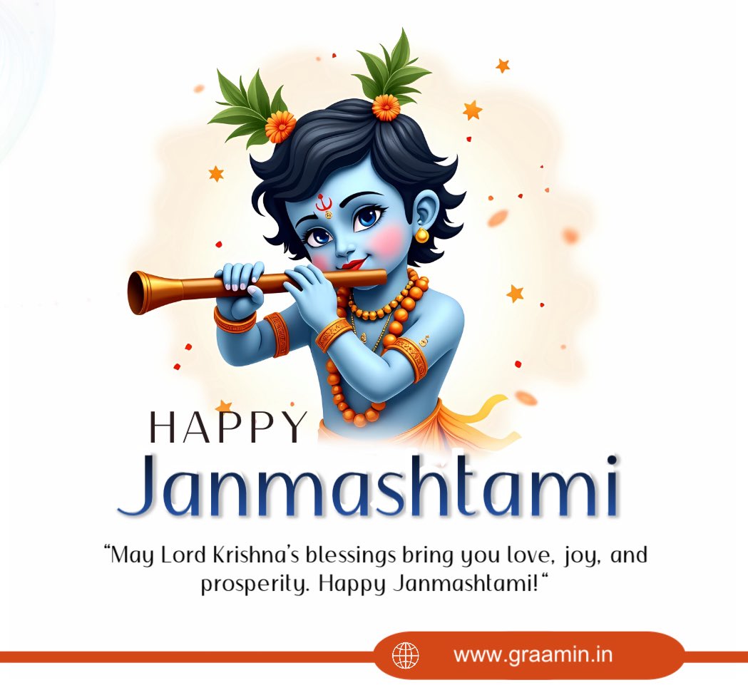 Graaamin's tweet photo. Celebrate the birth of Shri Krishna, the symbol of love, wisdom &amp; joy. May this Janmashtami bring peace, happiness &amp; prosperity to your home. 
#HappyJanmashtami https://t.co/vlQAxP9IqD