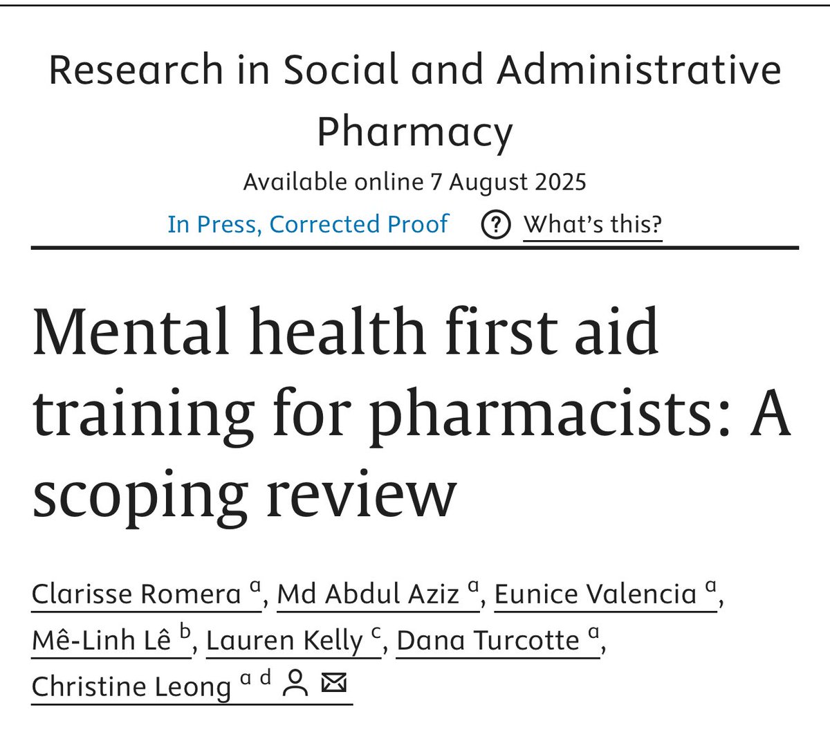 Aziz_126926's tweet photo. New publication alert!!

A scoping review on Mental Health First Aid Training for Pharmacists by our research group is available online!

Happy reading: https://t.co/SdfYTirQWj https://t.co/vBpFcq7afn