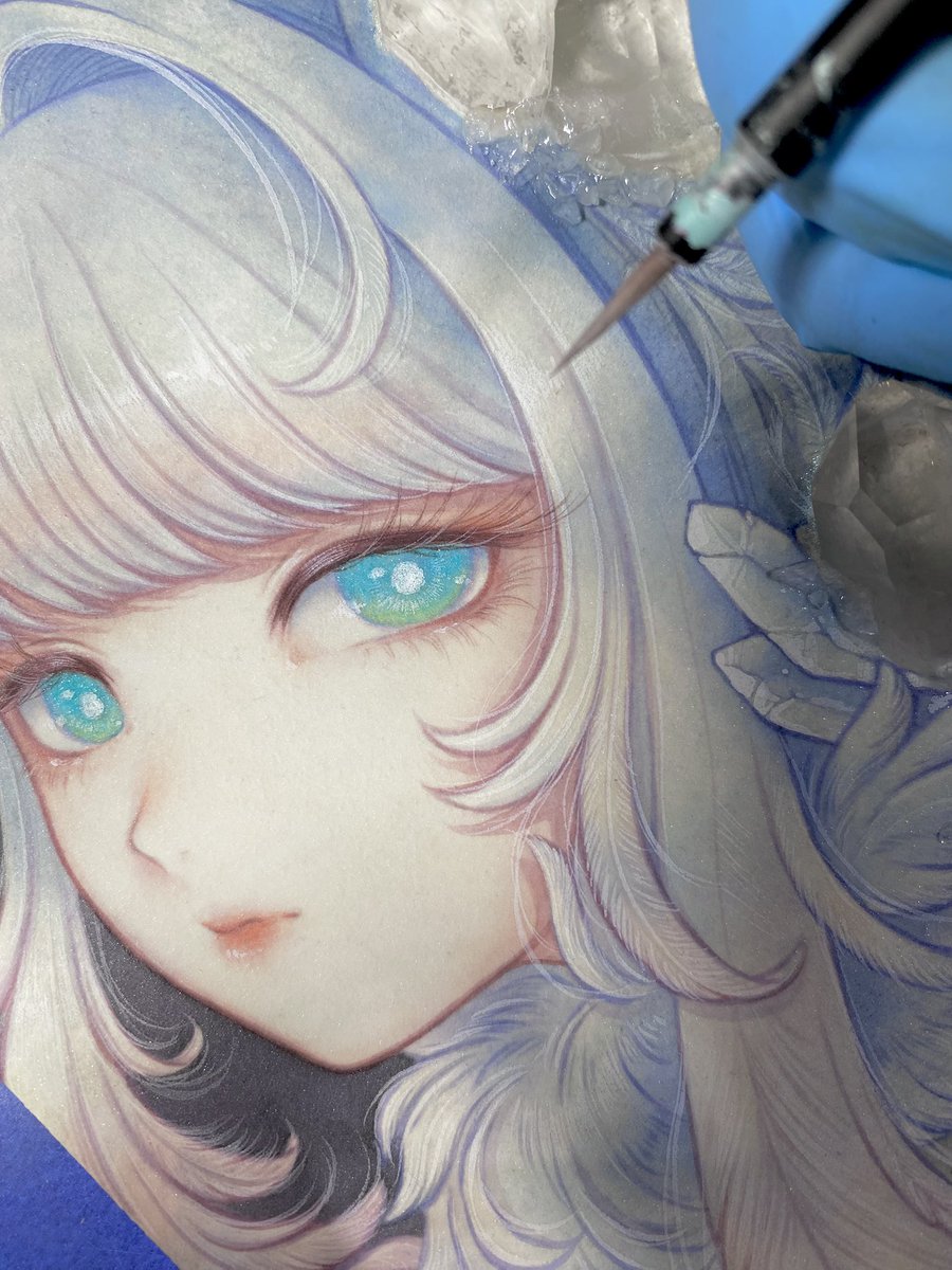 CaSO4_AO's tweet photo. プチ・ベラドンナ展の作品制作中
今日は仕上げの日✍️ https://t.co/LwzXArGzKu