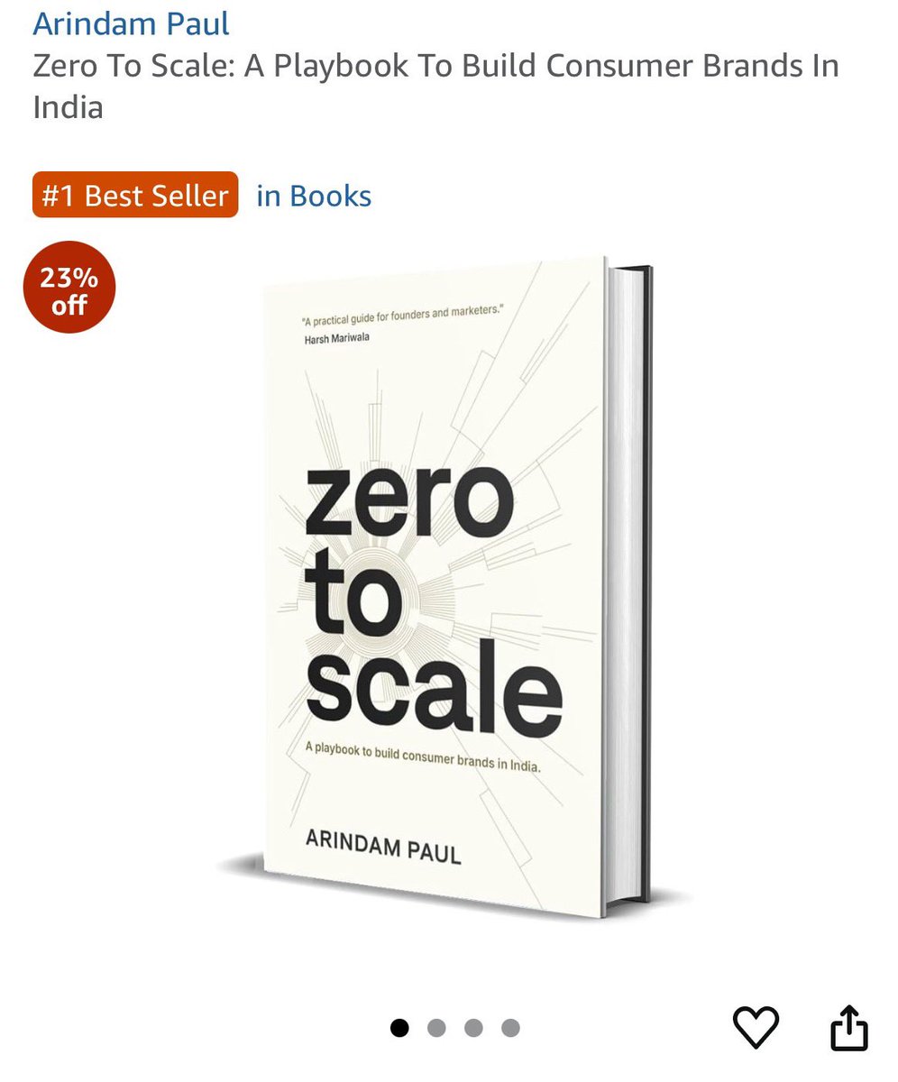 arindam___paul's tweet photo. Kind of unbelievable that a book on building consumer brands is the highest selling book on Amazon India 

Also makes me little nervous ( it wasn’t meant to be a mass book)  and I only hope that people who are buying read the book and people who are reading find value https://t.co/C2Od3byoi8