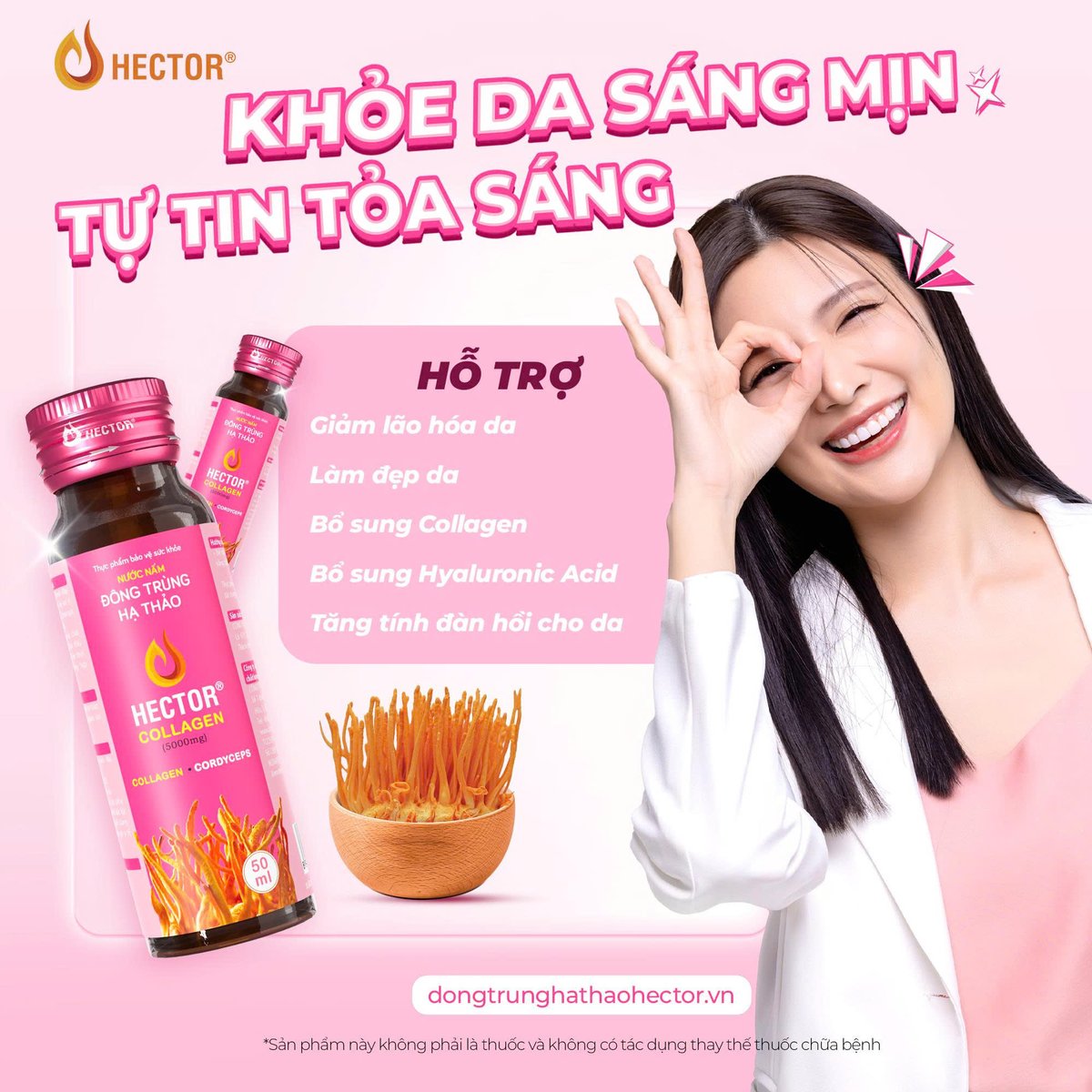 dththector's tweet photo. ✨ Khỏe da – Sáng mịn – Tự tin tỏa sáng cùng Hector Collagen ✨

Bạn đang tìm kiếm một giải pháp hỗ trợ chăm sóc da mỗi ngày?
🌸 Hector Collagen – Sự kết hợp hoàn hảo giữa nấm đông trùng hạ thảo, Collagen, Hyaluronic Acid và nước ép trái cây: 

💖 Hỗ trợ giảm quá trình lão hóa da
💖 Hỗ trợ làm đẹp da
💖 Hỗ trợ bổ sung collagen
💖 Hỗ trợ tăng tính đàn hồi cho da

🌟 Hãy để mỗi ngày của bạn thêm phần tươi tắn và rạng rỡ cùng Hector Collagen nhé!

--------------------------
☎️ Hotline: 0888 91 98 99
🌏 Website: https://t.co/Fthp23yt2G

*Sản phẩm này không phải là thuốc và không có tác dụng thay thế thuốc chữa bệnh.

#Hector
#Dongtrunghathao
#DongtrunghathaoHector
#HectorCollagen 
#LamDepDa 
#TangDanHoiDa 
#GiamLaoHoa