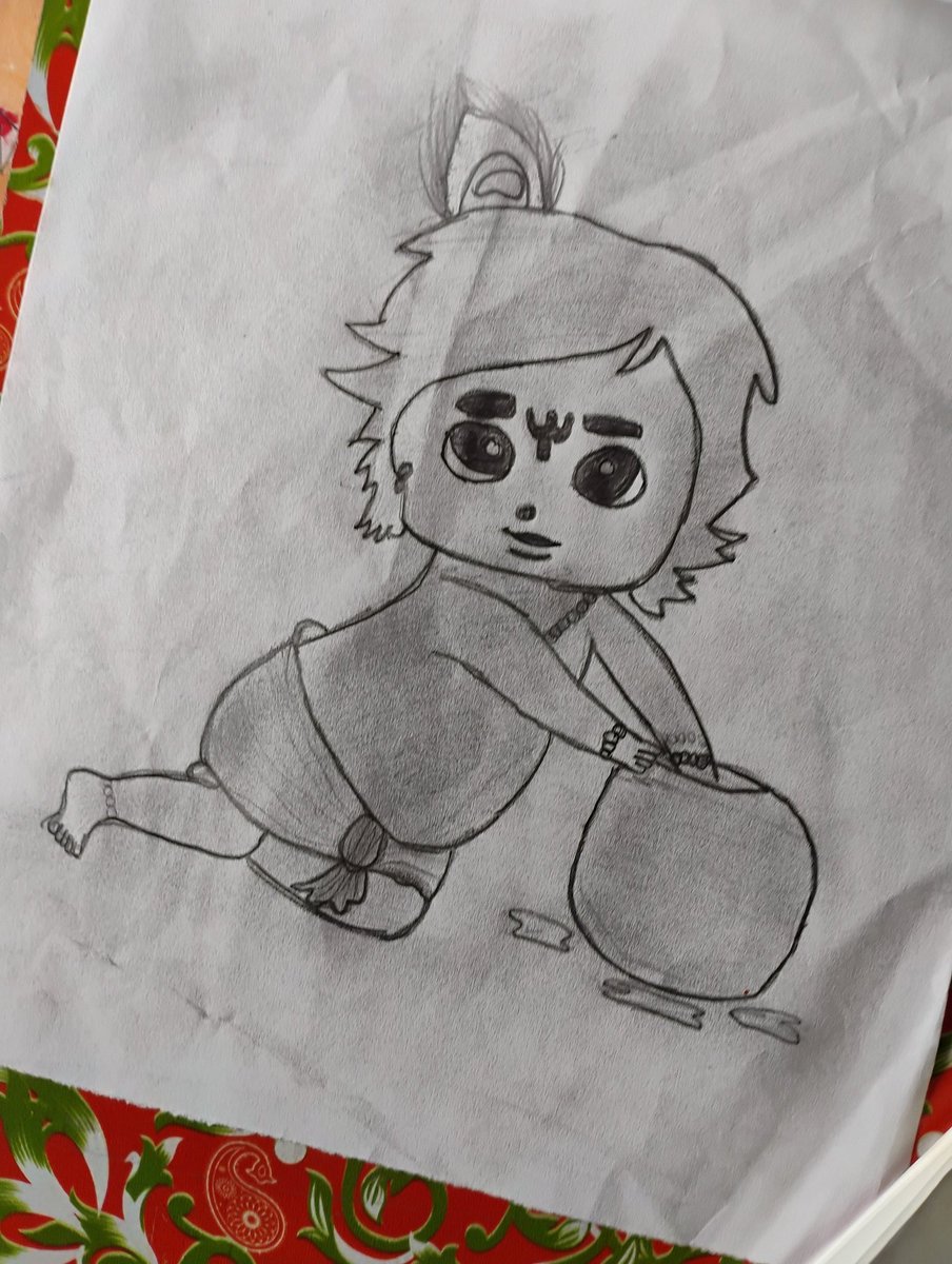 kindaKhadoos_20's tweet photo. This Krishna's art was made by some little kiddos...🩷🥹 https://t.co/UL2ygwCI5C