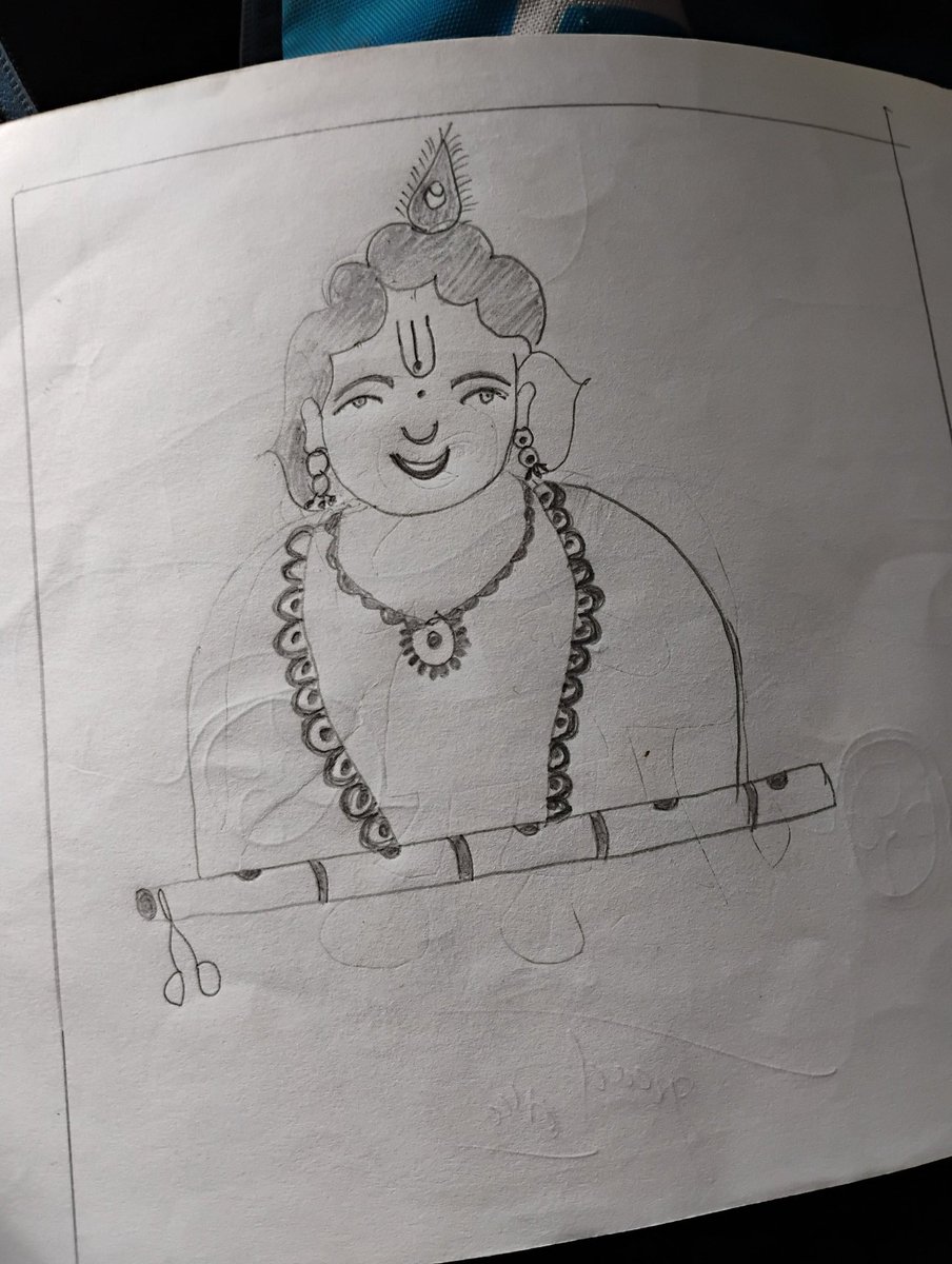 kindaKhadoos_20's tweet photo. This Krishna's art was made by some little kiddos...🩷🥹 https://t.co/UL2ygwCI5C