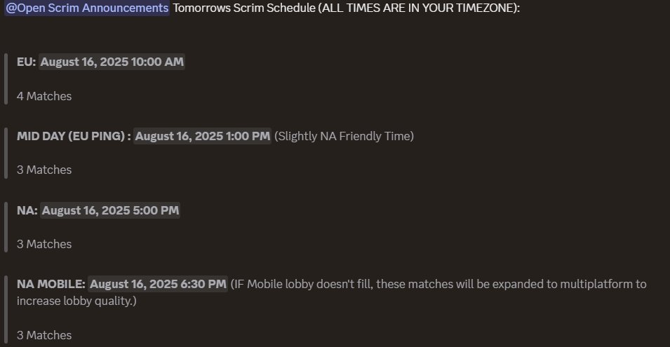 LegendScrims's tweet photo. SCRIM SCHEDULE FOR TOMORROW - @Farlight84 

Join https://t.co/ln8XaCT9A5 to get times in your timezone and for all of your Farlight Scrim/Tournament needs!

#Farlight84 #Farlight84esports #Farlight84Scrims

Retweets would be so appreciated - Make sure we have stacked matches! https://t.co/ZgWxfwXC0Z