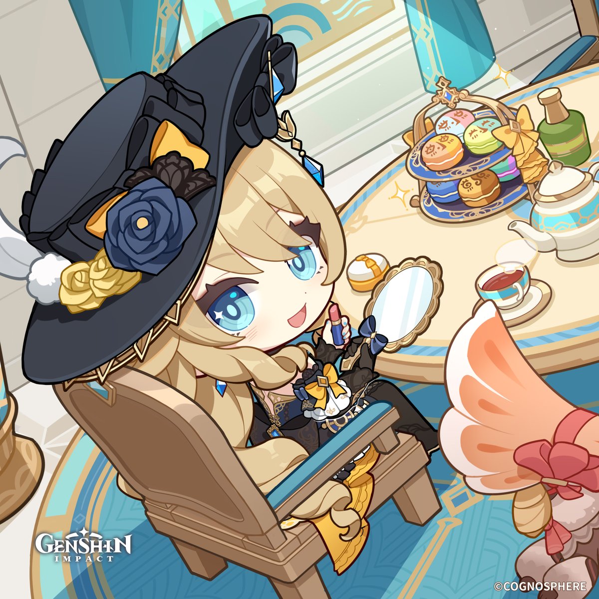 GenshinImpact's tweet image. Happy Birthday, Navia!

"What do you think? Don't I look especially perfect today? And with a spread of yummy, fresh macarons on top of everything, that's doubly perfect! Come on, let's not keep everyone waiting!"

#GenshinImpact #Navia