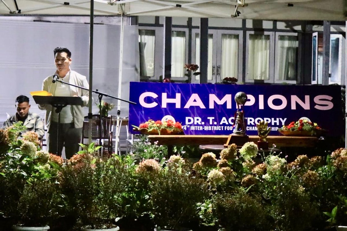Wangpang_Konyak's tweet photo. Hosted a thanksgiving and dinner party at my official residence for Team Mon, the newly-crowned CHAMPIONS of the prestigious Dr. T. Ao Trophy 2025. I would like to convey the immense pride the team has brought to the whole of Mon district. I congratulate the management for all their hard work behind the scenes to bring about this success.

I would also like to congratulate the Niuland team for putting up a resilient fight in the final. Wishing you success in the future.
Last, but not the least, I would like to remind all the players and management team to give thanks to our Almighty God for the blessings He has bestowed upon us.