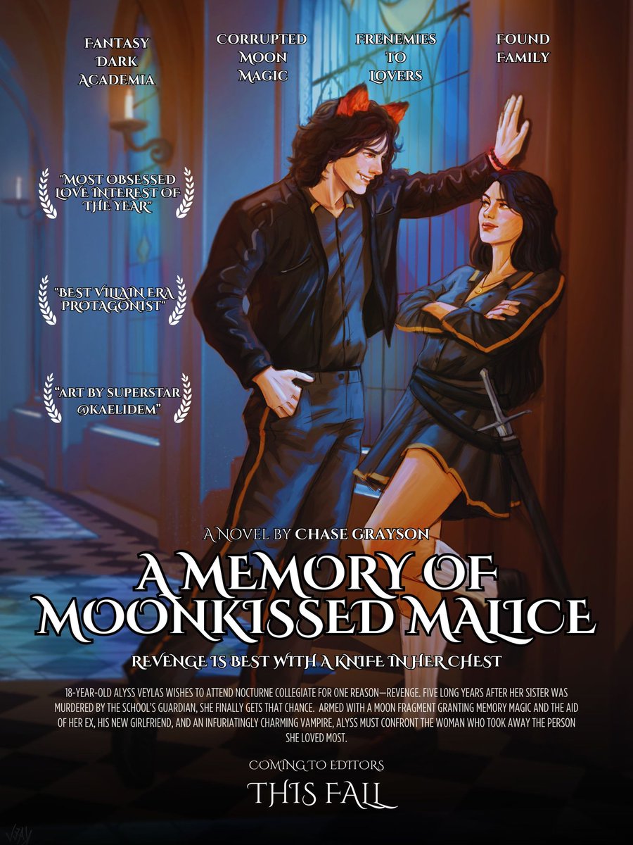 ONE DARK WINDOW x IMMORTAL DARK

Nocturne's halls hold secrets darker than Alyss ever imagined. With sinister professors &amp; corrupted moon magic, she'll need to work with her ex, his new girl, &amp; an infuriately charming vampire to avenge her sister's murder.

#PosterPit #AG #F #YA