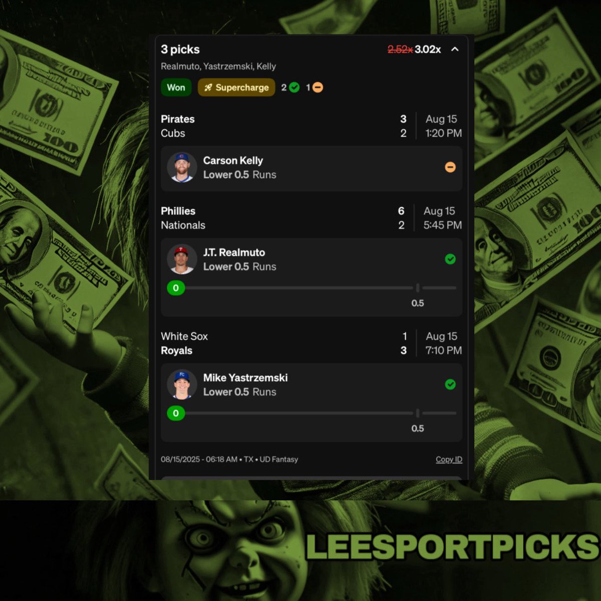 leesportpicks's tweet photo. 3 cashes already in the Discord 🐐💸 I’m really out here turning picks into bread daily. Sportsbook hates me, but my squad loves me. 🏆🔥 #GamblingX #DailyLocks https://t.co/RxJmJf2YT5