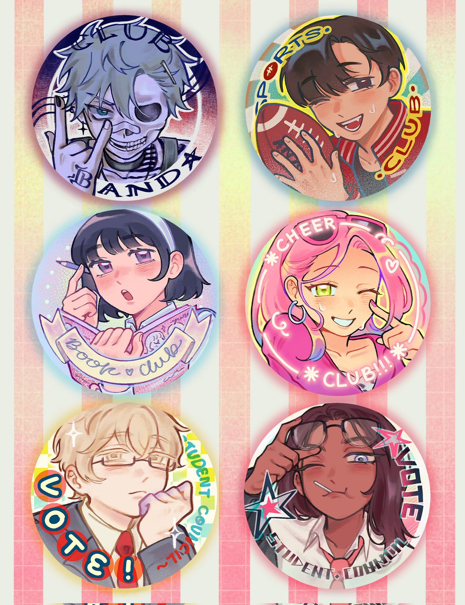 Alnst school club button pins!!🤓 (hyuluka just joined in^^) #CF21 #ALNST