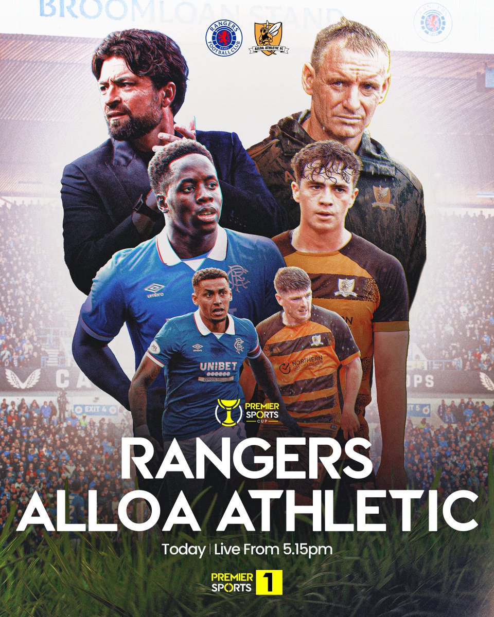 A place in the #PremierSportsCup Quarter-Finals is up for grabs at Ibrox Stadium today 🔥

Join us on Premier Sports 1 from 5.15pm for live coverage of Rangers vs Alloa Athletic 📺