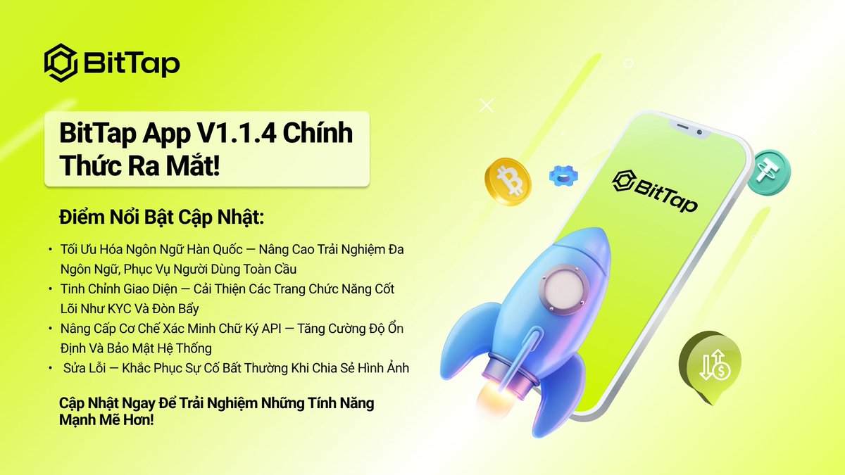 BitTapVN's tweet image. BitTap v1.1.4 Chính Thức Ra Mắt 🚀
Hãy cập nhật ngay để mở khóa các tính năng nâng cao và trải nghiệm mượt mà hơn!
Tìm hiểu thêm: buff.ly/IThSeDP
#BitTap #CryptoUpdates