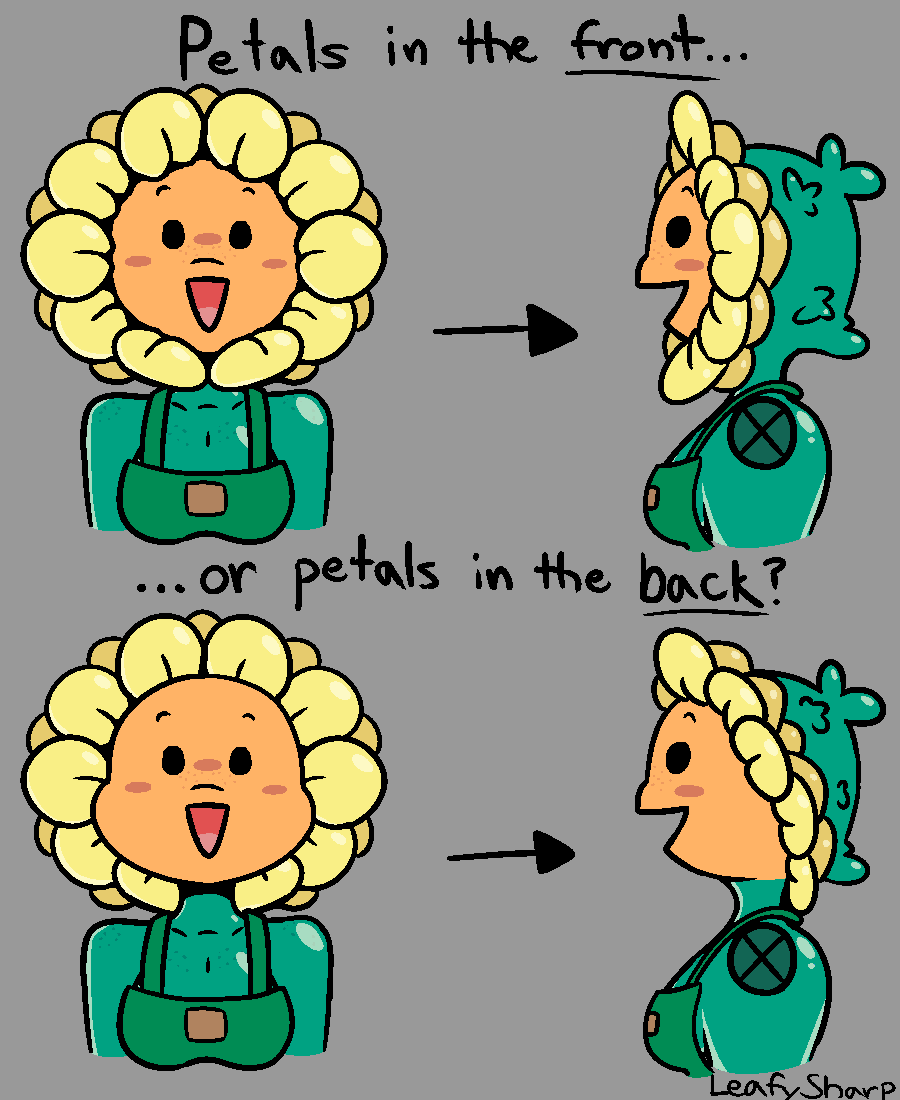Say you're making a human sunflower, are you putting the petals in front of or behind the neck? #pvz