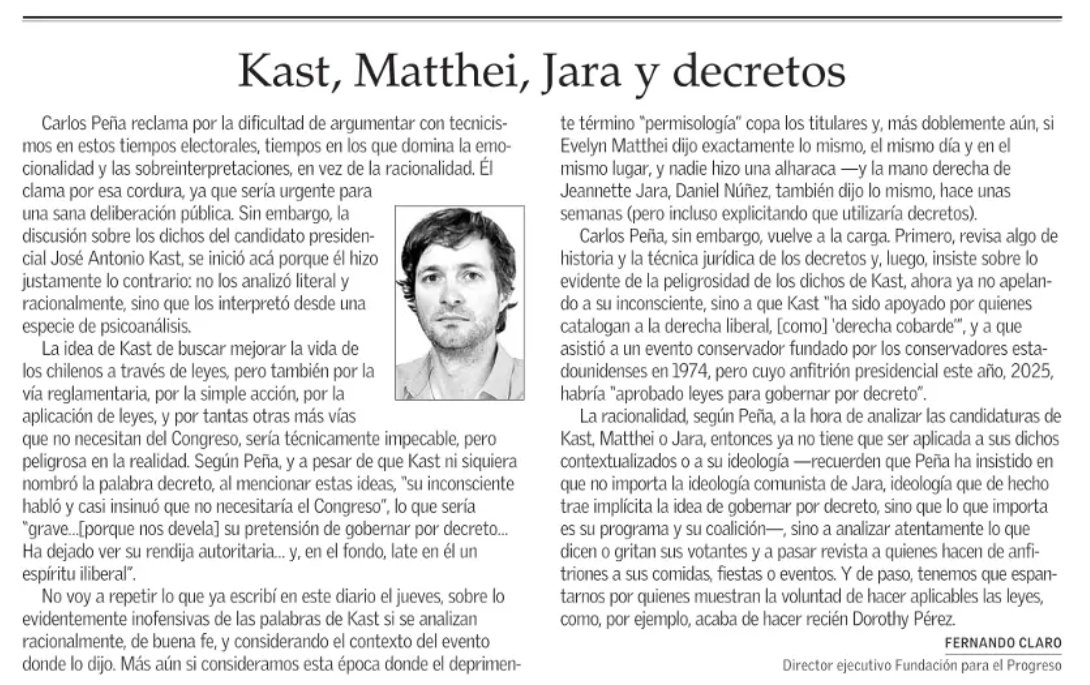 No es fácil ganarle un debate a Carlos Peña
Fernando Claro lo hace con maestría y lógica impecable en El Mercurio

Un cra