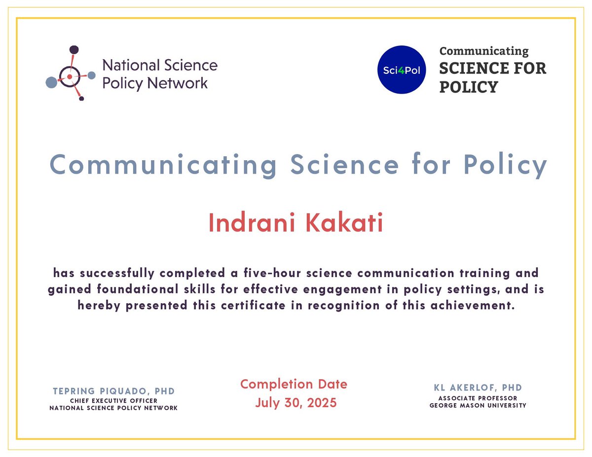 Thankful to the organizers for this effective and insightful training by #nationalsciencepolicynetwork and #georgemasonuniversity and can’t wait to read the book on the same.
#Sci4pol