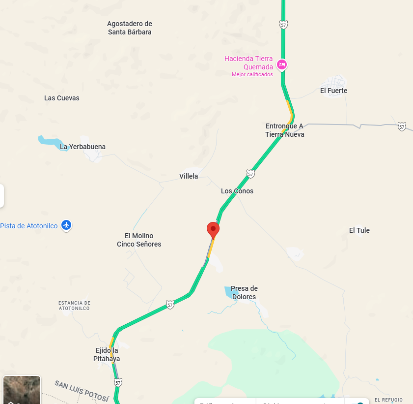 FMCEMonitoreo's tweet photo. Buen dia

Tenemos reporte de una de nuestras unidades de accidente reciente en Carretera Querétaro - San Luis Potosí Santa María del Río MX-SLP
Coordenadas:21.65234, -100.71636
Sentido QRO SLP

@Thermokineros @CAPUFE @Kikooman83 @GN_Carreteras https://t.co/Hxoc933z3B